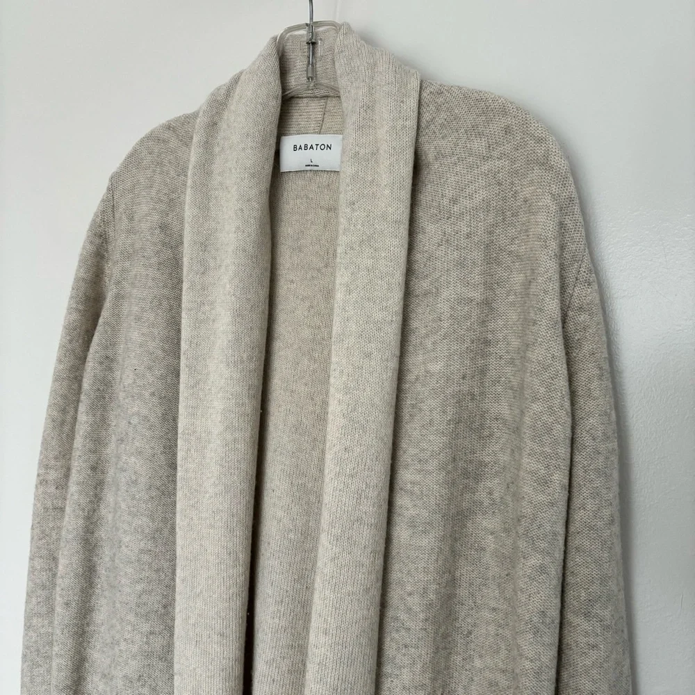 Aritzia Babaton Wool Cashmere Beekman Brennan Light Gray Sweater Cardigan Large